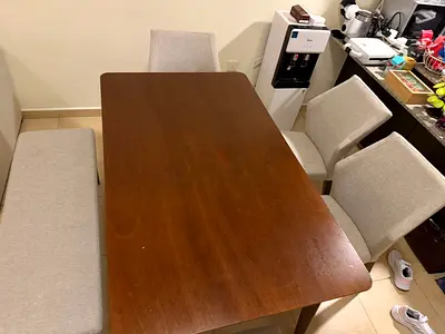 6 Seater Dining Table Set with 4 Chairs & Bench