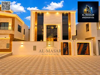 Modern villa in Al Yasmeen, Ajman, featuring two floors, a roof terrace, and an indoor swimming poo
