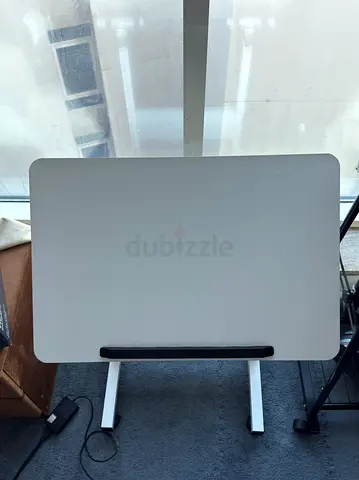 Adjustable white study/side table with metal legs - good condition