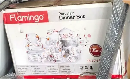 Flamingo Porcelain 75-piece Dinner Set. Brand New in Box. Worth Over AED 800. Selling: AED 330 Only!