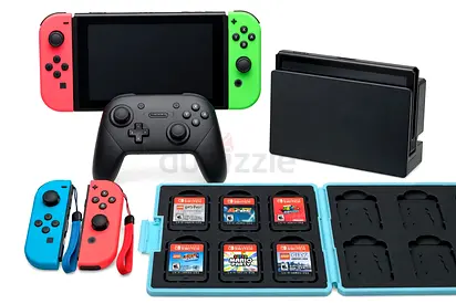 Nintendo Switch Full Bundle Excellent Condition Included: - Switch Console V2 Pink Green with Dock