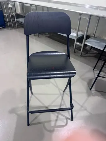 Foldable Metal Bar Stool with Backrest - Dark Grey- available 5 pcs. 100 AED each