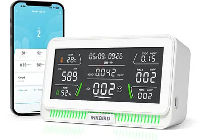 Inkbird 10-in-1 WiFi Air Quality Monitor IAQM-129-W with High- Precision Sensor