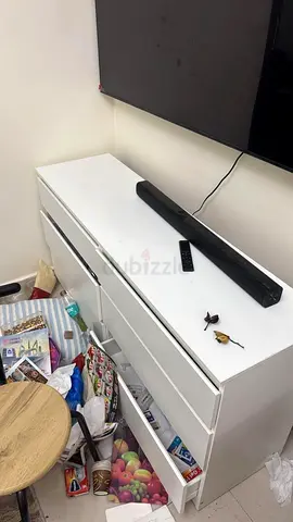 White 3-Drawer Dresser / Storage Cabinet - Good Condition, LED 65 inch, Fridge, Washing Machine