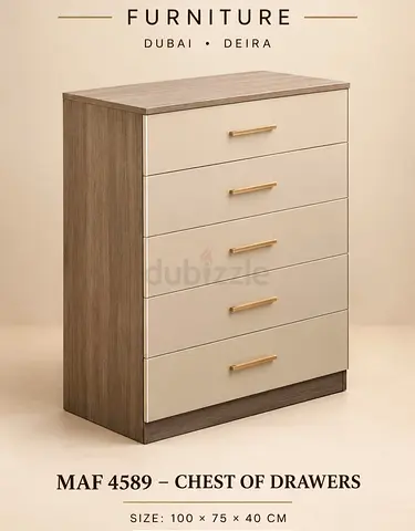 MAF 4589 Chest of Drawers – 5-Drawer Wood & Cream Finish (100x75x40 cm)