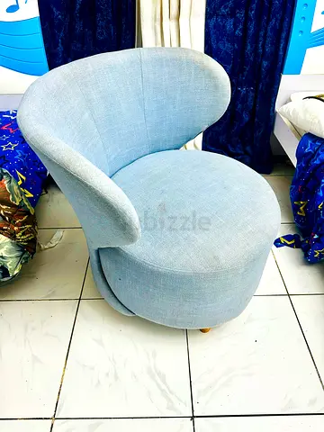 Sofa Chair - set of 2 in curved shape Good Condition in light blue color (washable)