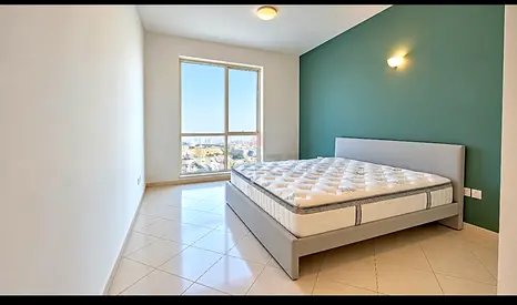 Queen platform bed frame with mattress - modern grey, excellent condition