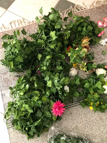 Artificial Hanging Ivy Garland with Mixed Faux Flowers - 3m Approx