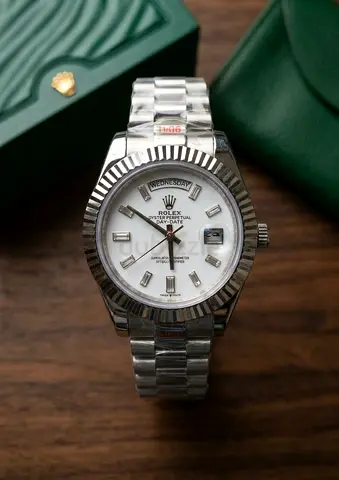 Rolex Day-Date President White Dial – Fluted Bezel Luxury Watch