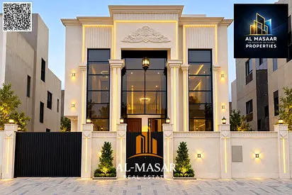 Classic-style villa in the Al Yasmeen area, Ajman, featuring a distinctive design. Available for freehold ownership by all nationalities, with bank fi
