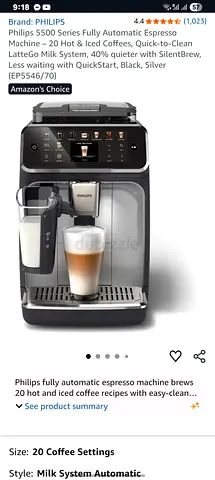 Philips 5500 Series Fully Automatic Espresso Machine - Milk System, SilverPhilips 5500 Series Fully