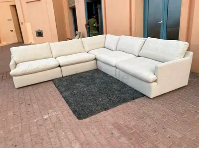 Amazing Condition Home Center Swin feather filled Corner Sofa Beige