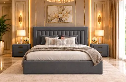 Modern upholstered king-size bed with Mattress Available