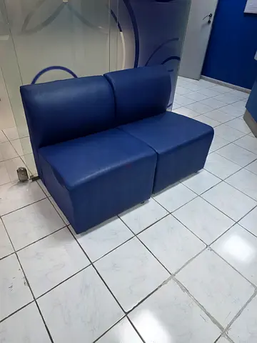 9 Blue single-seater and 2 seater sofa, center square table  in good condition