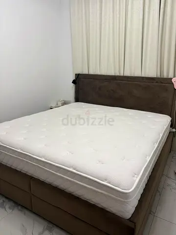 Queen size bed frame with mattress - good condition