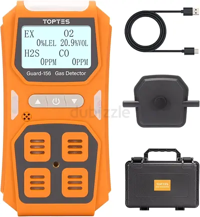 TOPTES Guard-156 4 Gas Monitor Multi Gas Detector for H2S, CO, LEL, and O2,