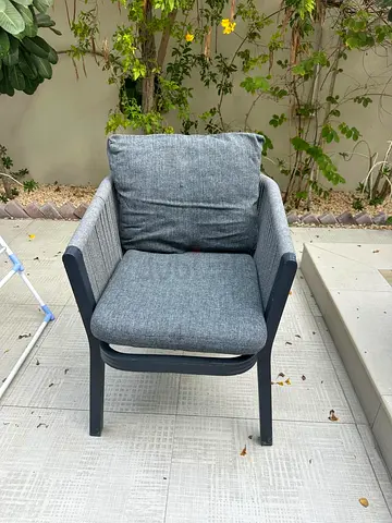 4 set of Outdoor/Patio Armchair with Grey Cushions - Single seat