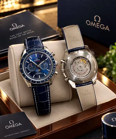 Omega Speedmaster Chronograph Automatic Blue Dial with Box & Papers