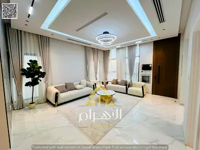 فيلا مودرن بالزاهيه بالقرب من السفير هايبر ماركت ومخرج دبي، بناء 3400  قدم، أرضي وأول  5 غرف نوم، مفروشة بالكامل بسعر شامل، فرصة استثنائية للسكن