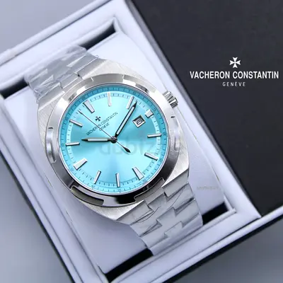 Vacheron Constantin Overseas-style Stainless Steel Watch with Turquoise Dial