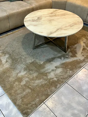 Beige Plush Living Room Rug - Good Condition