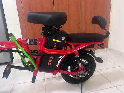 Red i-Kugo Mini Electric Bike with Rear Seat - Good Condition