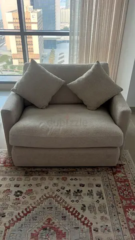 Oversized Armchair, Chair and a Half in Light Greige, Like New!