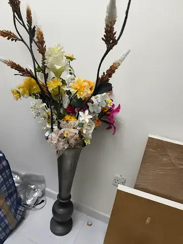 Tall Decorative Floor Vase with Artificial Flower Arrangement