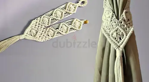 Macrame curtain tie back