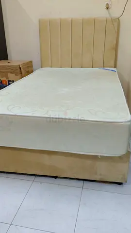 Single bed with mattress and upholstered headboard - good condition