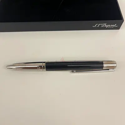 S.T. Dupont Black & Silver Ballpoint Pen with Original Box