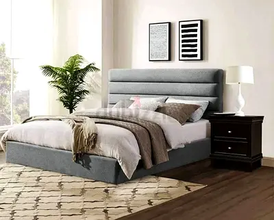 Modern Grey King size 180/200 cm upholstered bed Along with Mattress