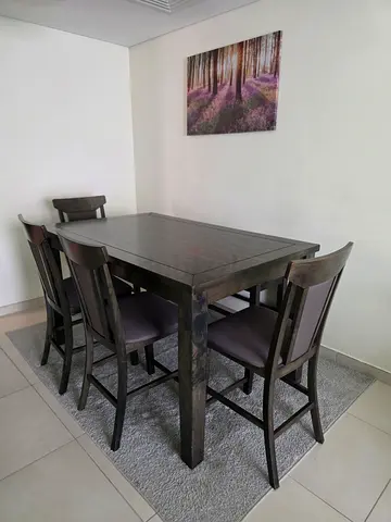 6 Seater Wooden Dining Table Set - Dark Finish