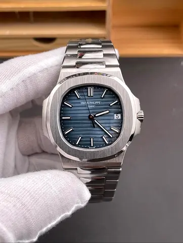 Patek Philippe Nautilus-style Stainless Steel Men's Watch - Blue Dial