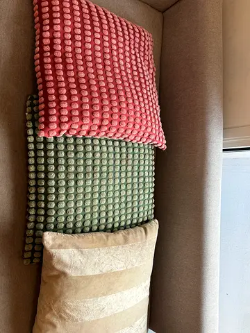 Set of 3 Decorative Sofa Cushions — Pink, Green & Beige