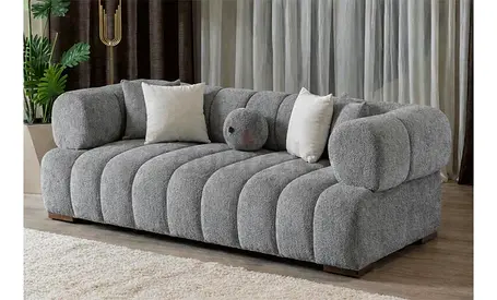 Cozy Grey 3-Seater Plush Sofa in Good Condition