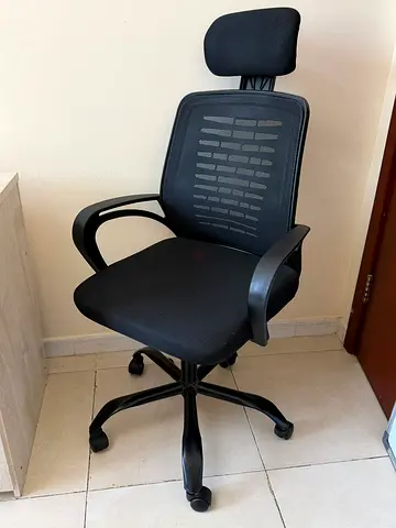 Black Office Chair with Headrest — Good Condition