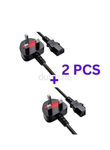 2 PCS UK 3-Pin Power Cable C13 1.8m Fused PC & Monitor – New