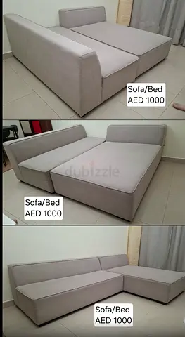 Convertible L-shaped Sofa Bed - Light Grey, Good Condition