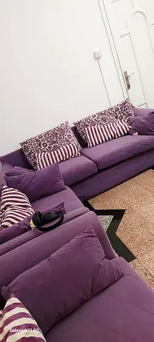 Purple 3-seater and 2-seater sofa set in good condition
