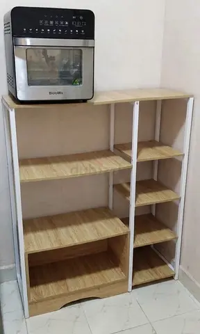 Wooden kitchen storage shelving unit - 6 shelves, light oak finish