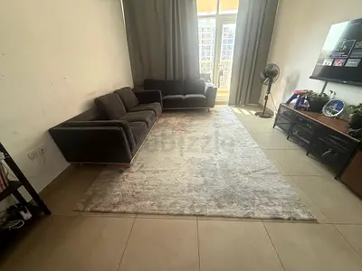 Large Light Grey Plush Living Room Rug - Good Condition