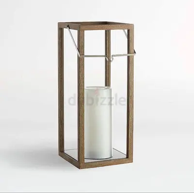 Crate & Barrel Wooden Lanterns – Set of 3 (1 Tall + 2 Short)