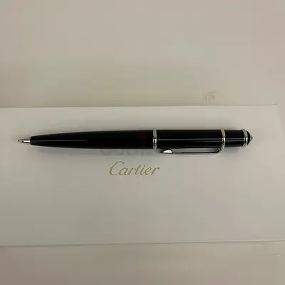 Cartier Black Ballpoint Pen with Silver Trim