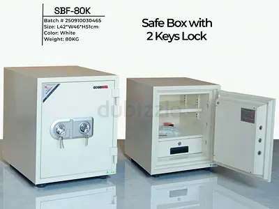 Heavy Duty Safe Box SBF-80K - 80kg, Dual Key Lock, White