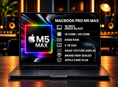 MacBook Pro M5 Max - 64GB RAM, 2TB SSD, 16” Nano Texture - Apple Care Plus
