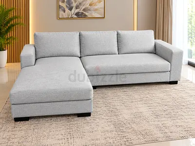 Light grey L-shaped sectional sofa with chaise - good condition