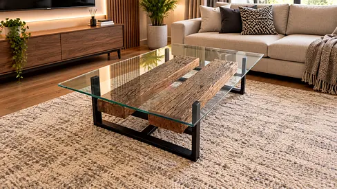 Marina Home Railway Wood Coffee Table