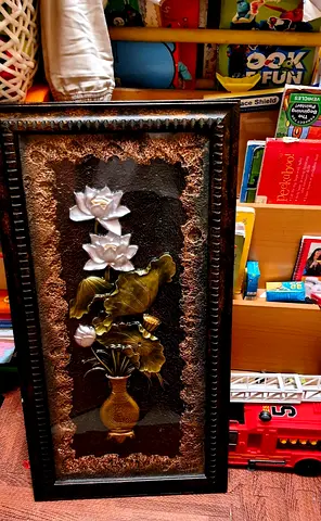Framed 3D Decorative Relief Art Panel with Lotus Flower Motif. AED 130 Only!