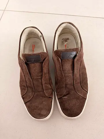 Santoni Brown suede slip-on sneakers, size 45, gently used